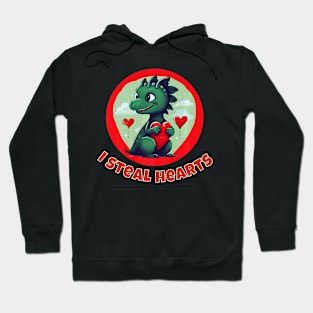 Kids  Dinosaur I steal hearts  Boys valentines day dino Premium Hoodie